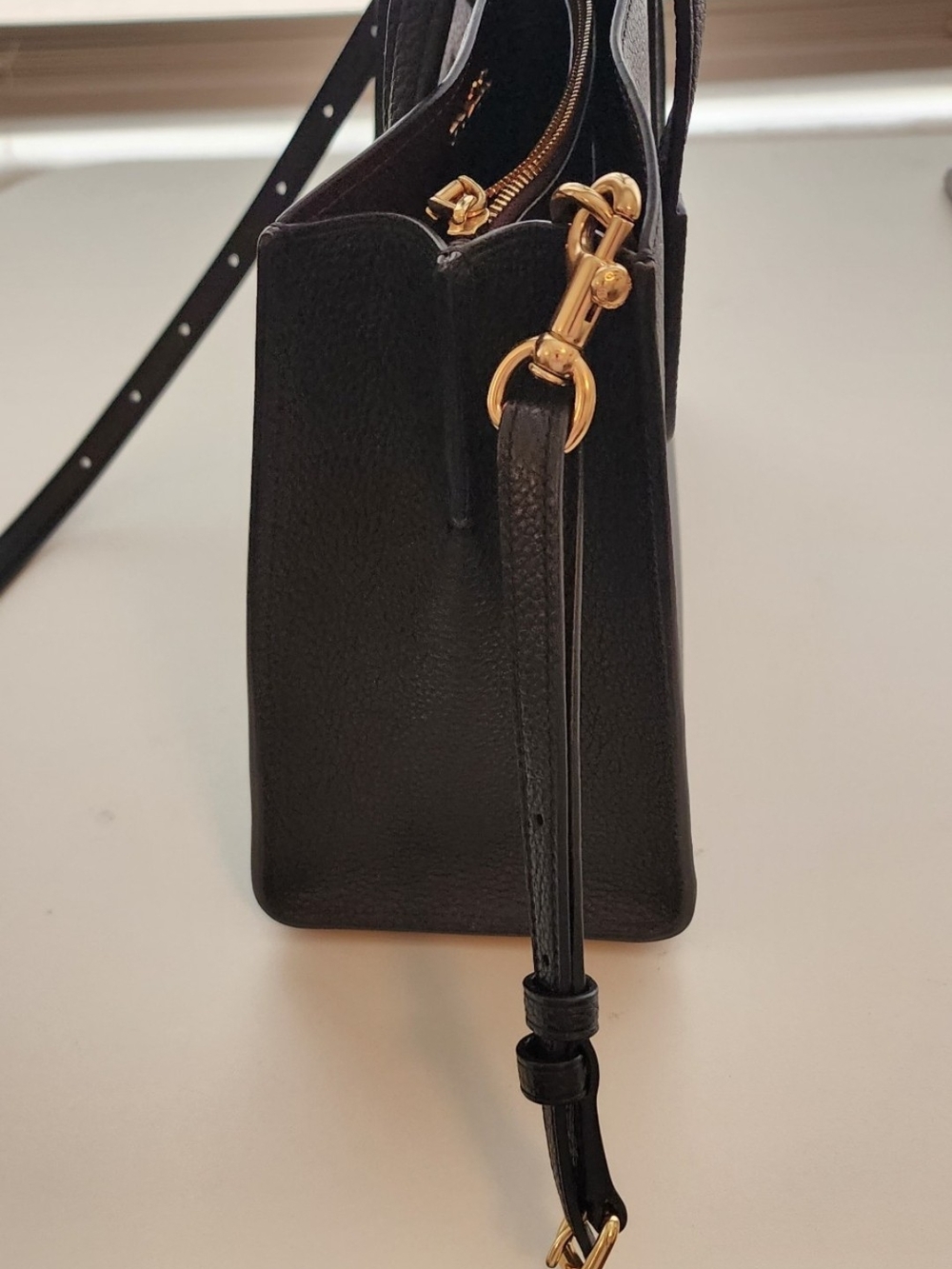 Coach Black Leather Crossbody with Gold Hardware